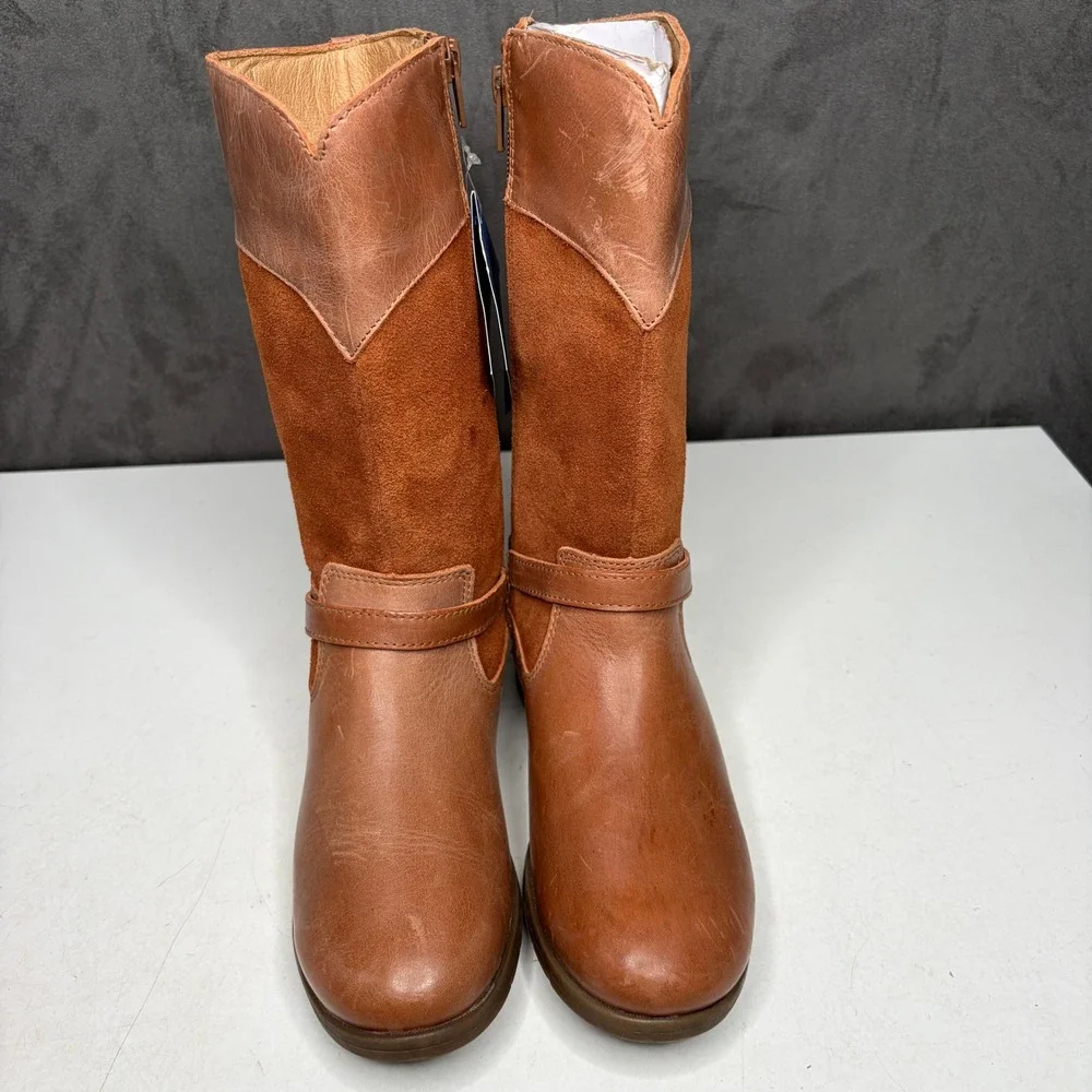 Stride Rite SR Juliette Girls Boots Leather Suede Tall Zip Riding Boots Youth 3W